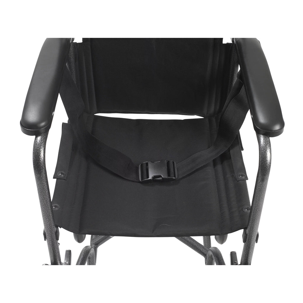 Lightweight Steel Transport Wheelchair, Fixed Full Arms, 19" Seat O5405