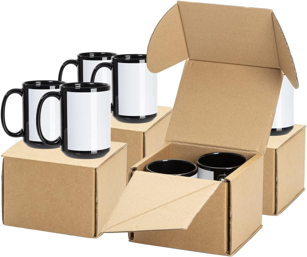 8 Pack 15 OZ Black Ceramic Sublimation Mugs H86900