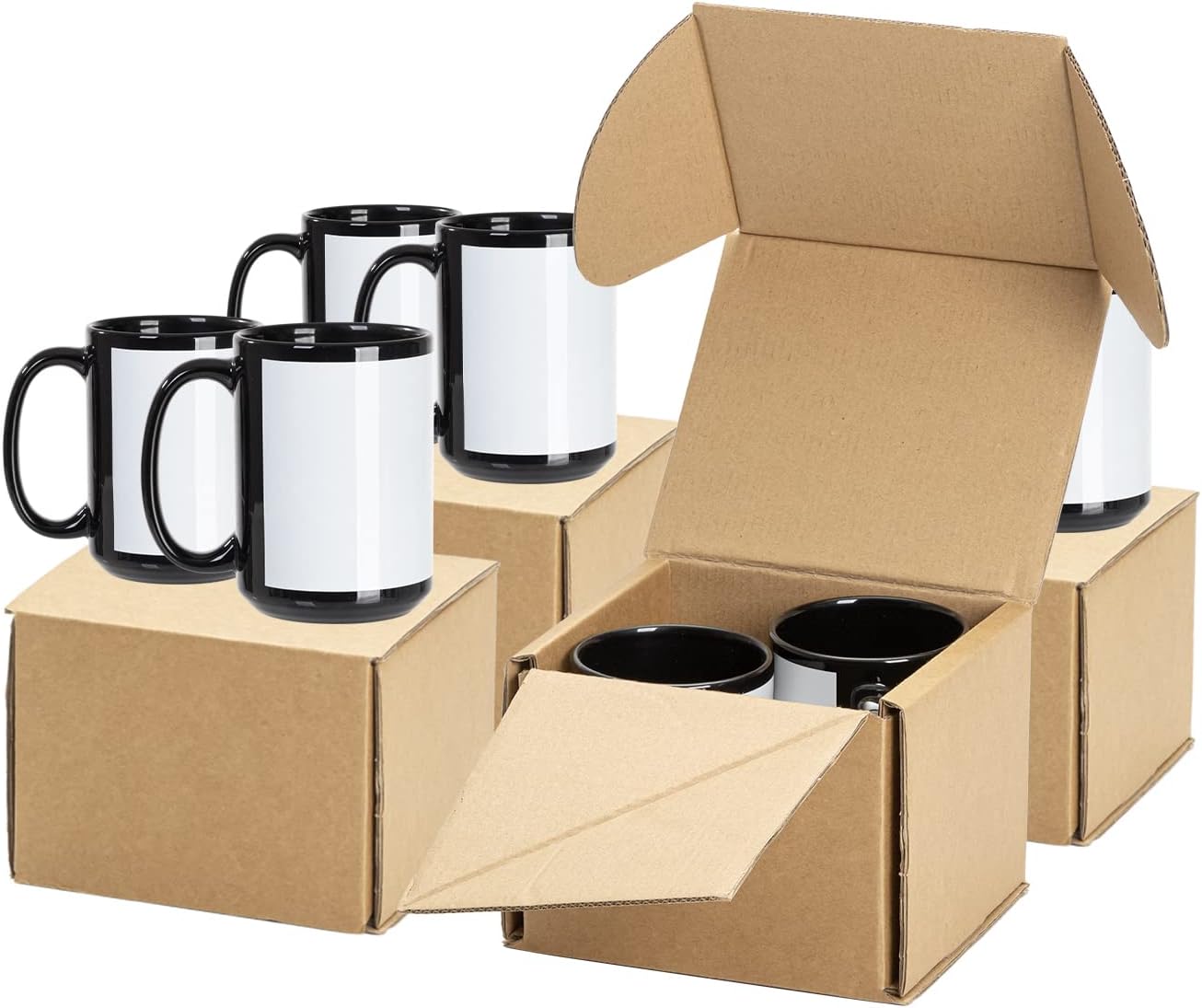 8 Pack 15 OZ Black Ceramic Sublimation Mugs H86900