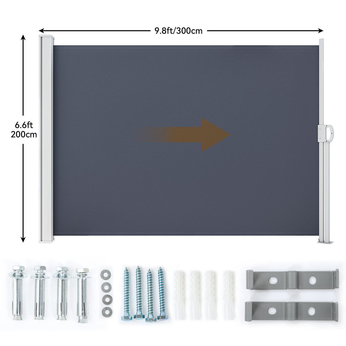 Gray Retractable Side Awning 118''X 78'' Privacy Screen W285