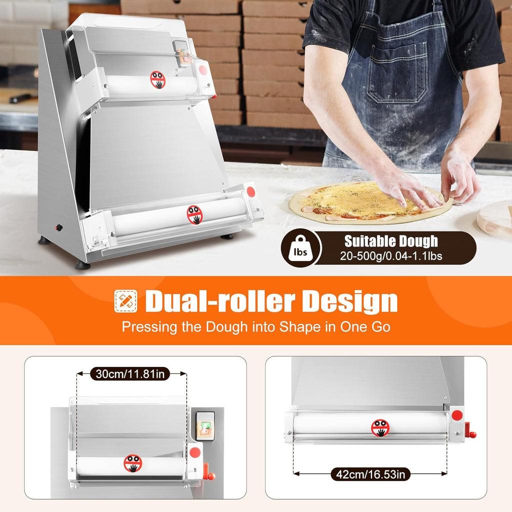 Commercial Electric Pizza Dough Sheeter, 15 Inch, 370W, Thickness 0.7-5.4mm K70018