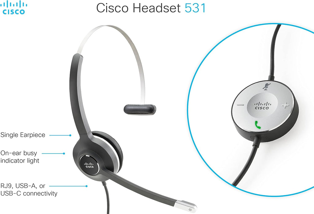 Wired Single On-Ear Headset with USB-A Adapter, Charcoal L595