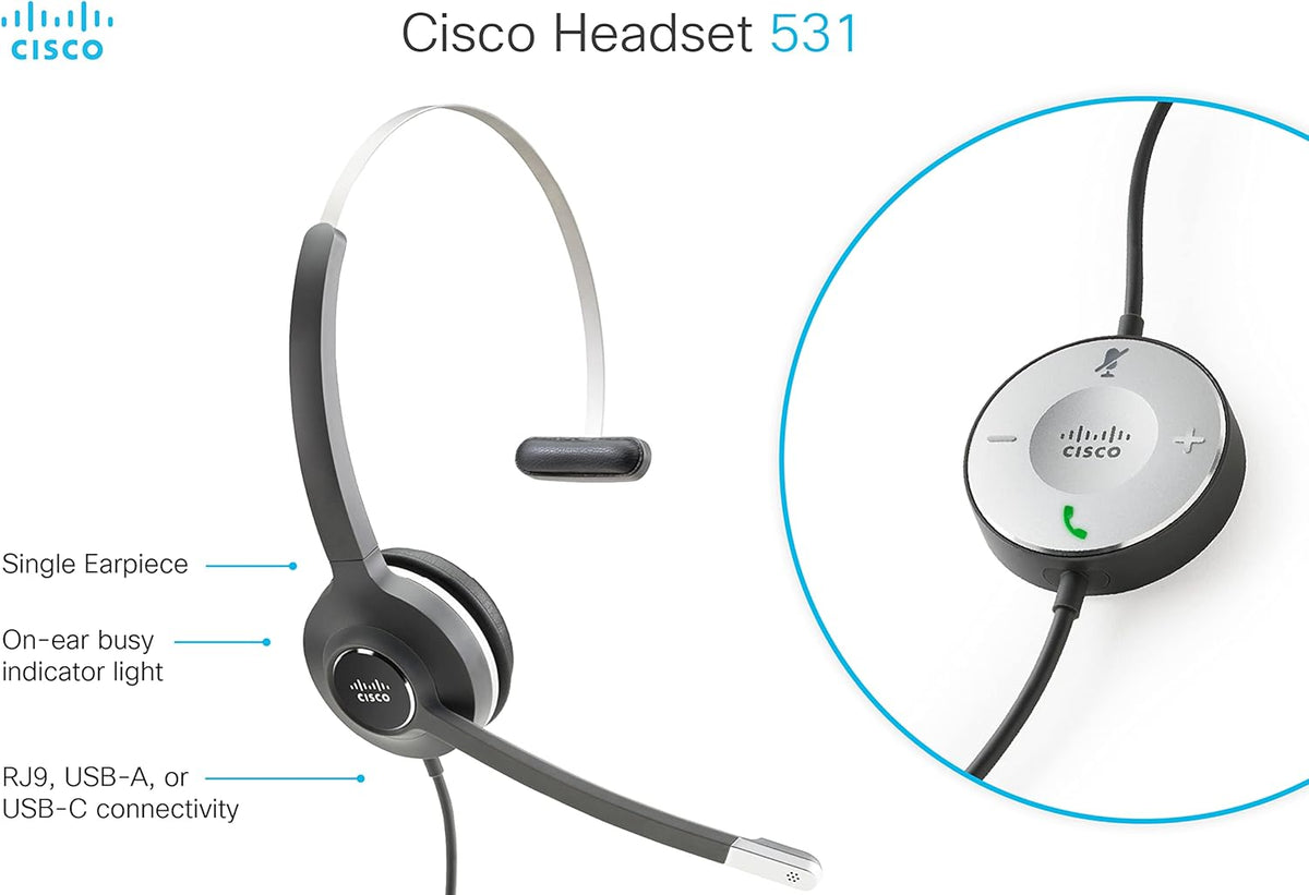 Wired Single On-Ear Headset with USB-A Adapter, Charcoal L595