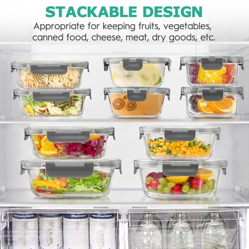 34pcs Glass Food Storage Containers with Lids Set, Airtight, Leak Proof, BPA-Free, Black F77435