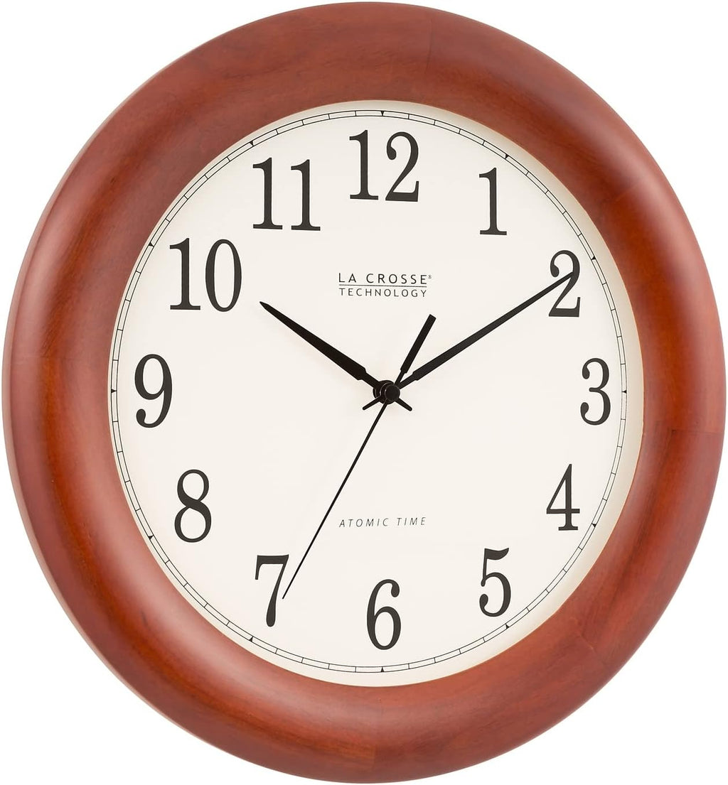 12.5 Inch Cherry Wood Atomic Analog Clock J98422