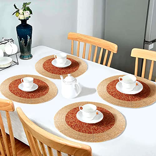 Gold 13 Inch Round Set of 4 Beaded Placemats I61900