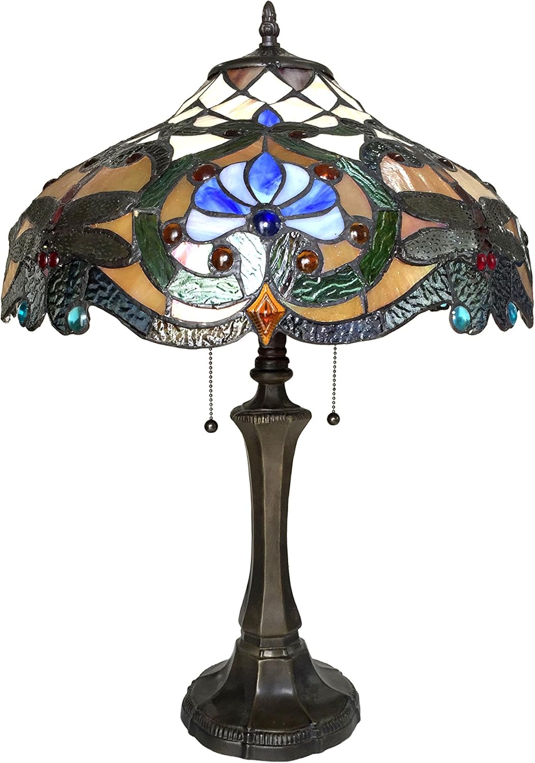 2 Light Dragonfly Table Lamp 17" Shade Q559