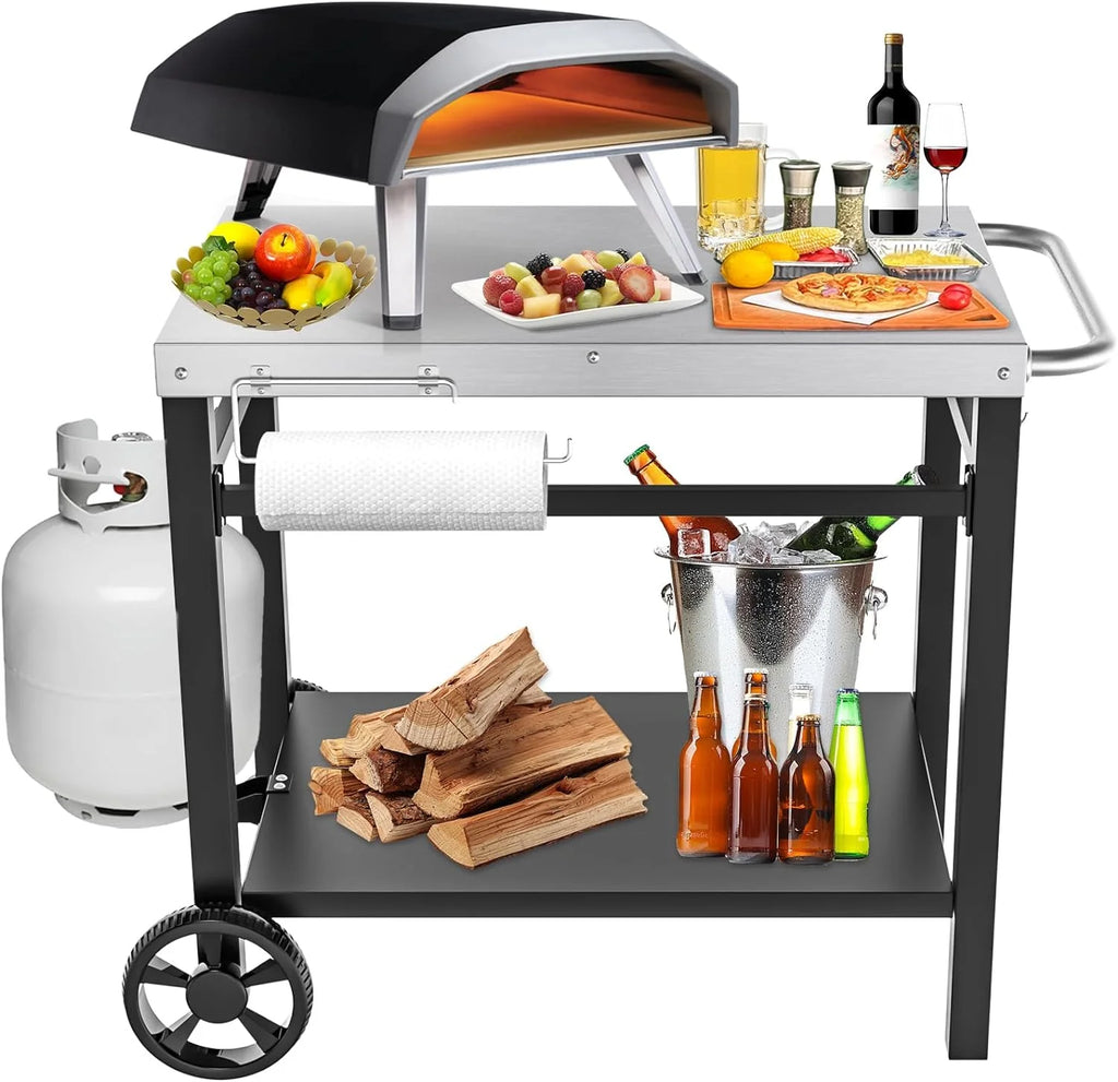 Outdoor Grill Cart Table with Wheels W662