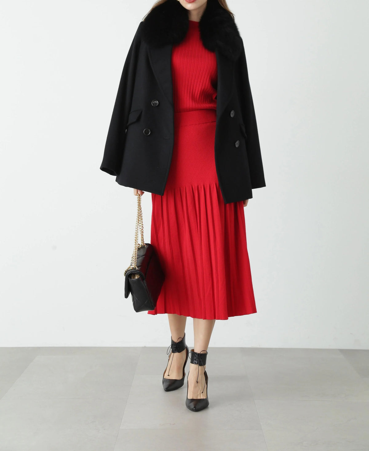 Knit pleated skirt P3063