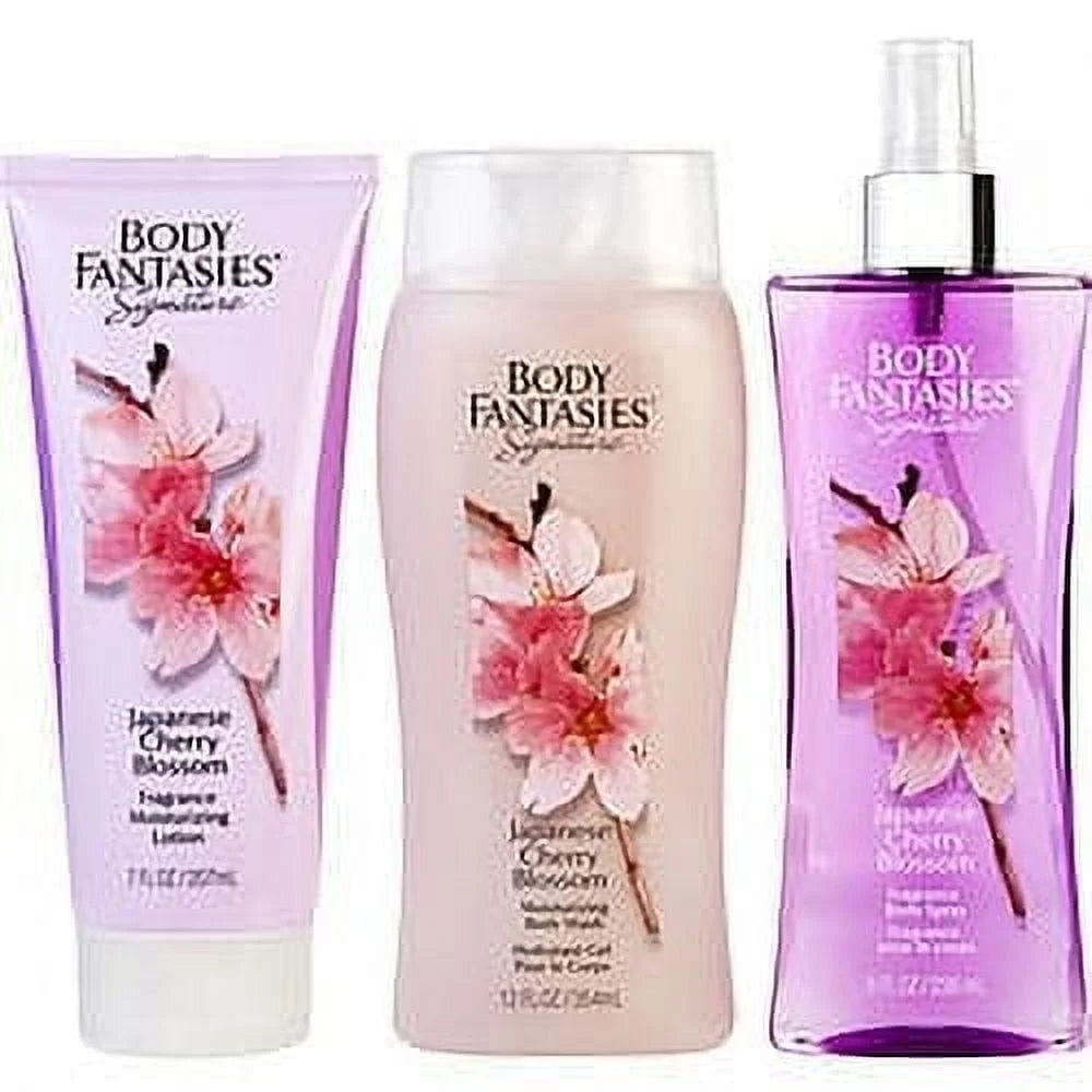 Japanese Cherry Blossom Body Spray 8 Oz & Body Lotion 7 Oz & Body Wash 12 Oz P33307
