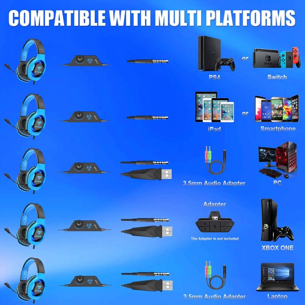 Blue Gaming Headset with Mic V3622