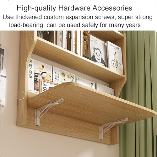 Brown Wall Mounted Drop-Leaf Table with Storage Shelves H47575