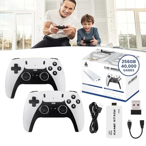 Retro Gaming Console with 40,000+ Classic Video Games, 256GB Storage, 4K HDMI Output, 2 Wireless 2.4GHz Controllers F39343
