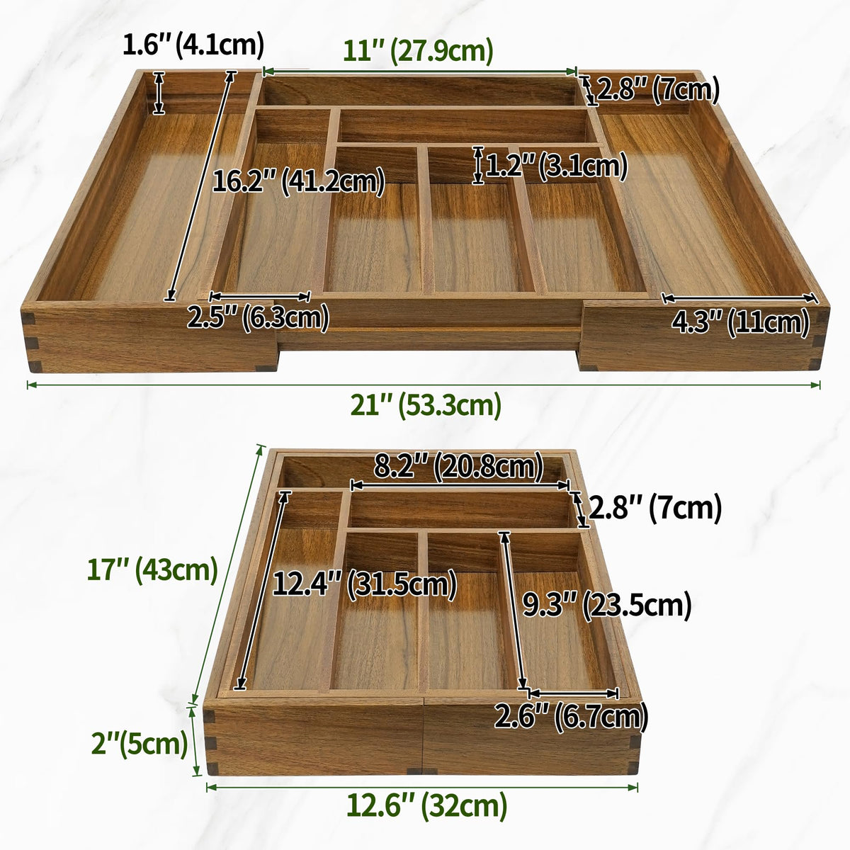 Acacia 8 Compartment Cutlery Tray Organizer F645597