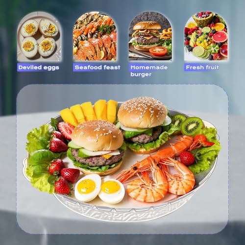 3 Set 11.8" Metal Chilled Serving Tray with Ice Serving Bowl R58304