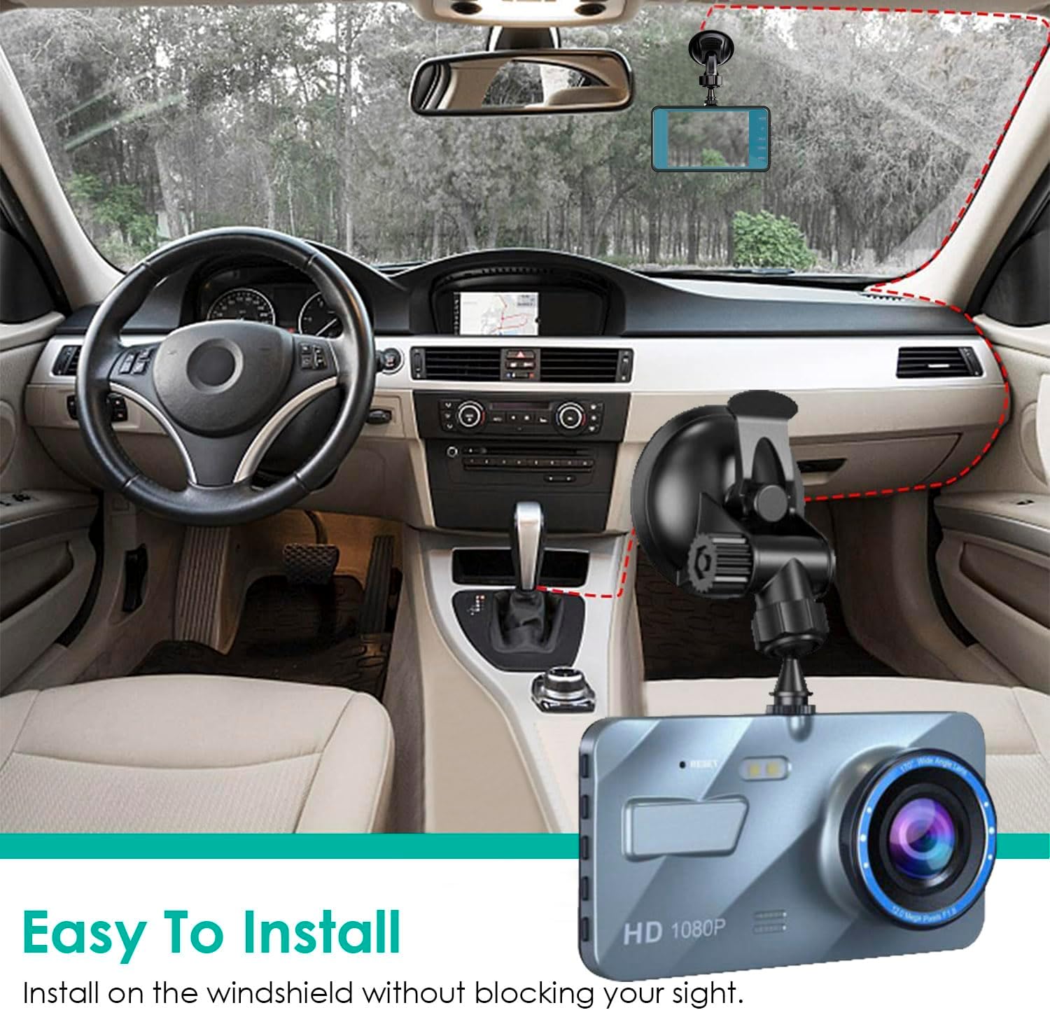720P HD Dual Dash Cam with Night Vision and 4 inch LCD Display S5210