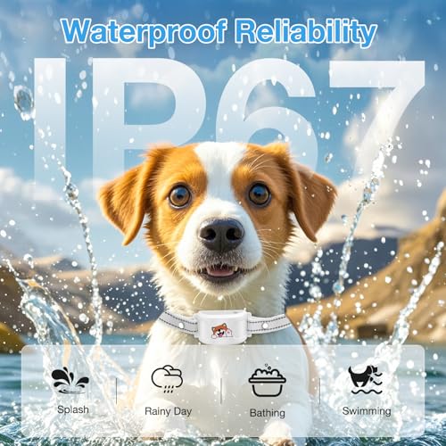 GPS Wireless Dog Fence & Training Collar, Outdoor Waterproof Rechargeable Collar (White) I403
