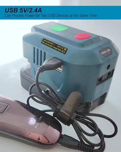 150W Power Inverter Generator for 18V Lithium Battery, DC 18V to AC 110V-120V Portable Power Station with 2 USB & AC Outlet & 200LM LED Light V19926