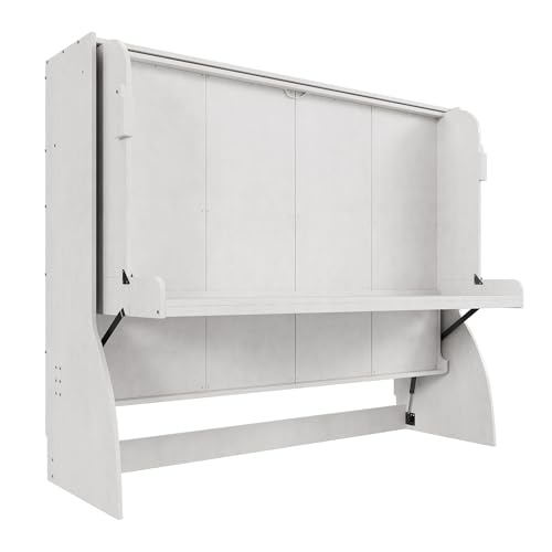 Antique White Full Size Murphy Bed with Desk and Storage Shelves N74819