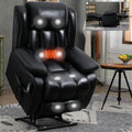 Electric Power Lift Recliner Chair with Genuine Leather Upholstery (Black) V222