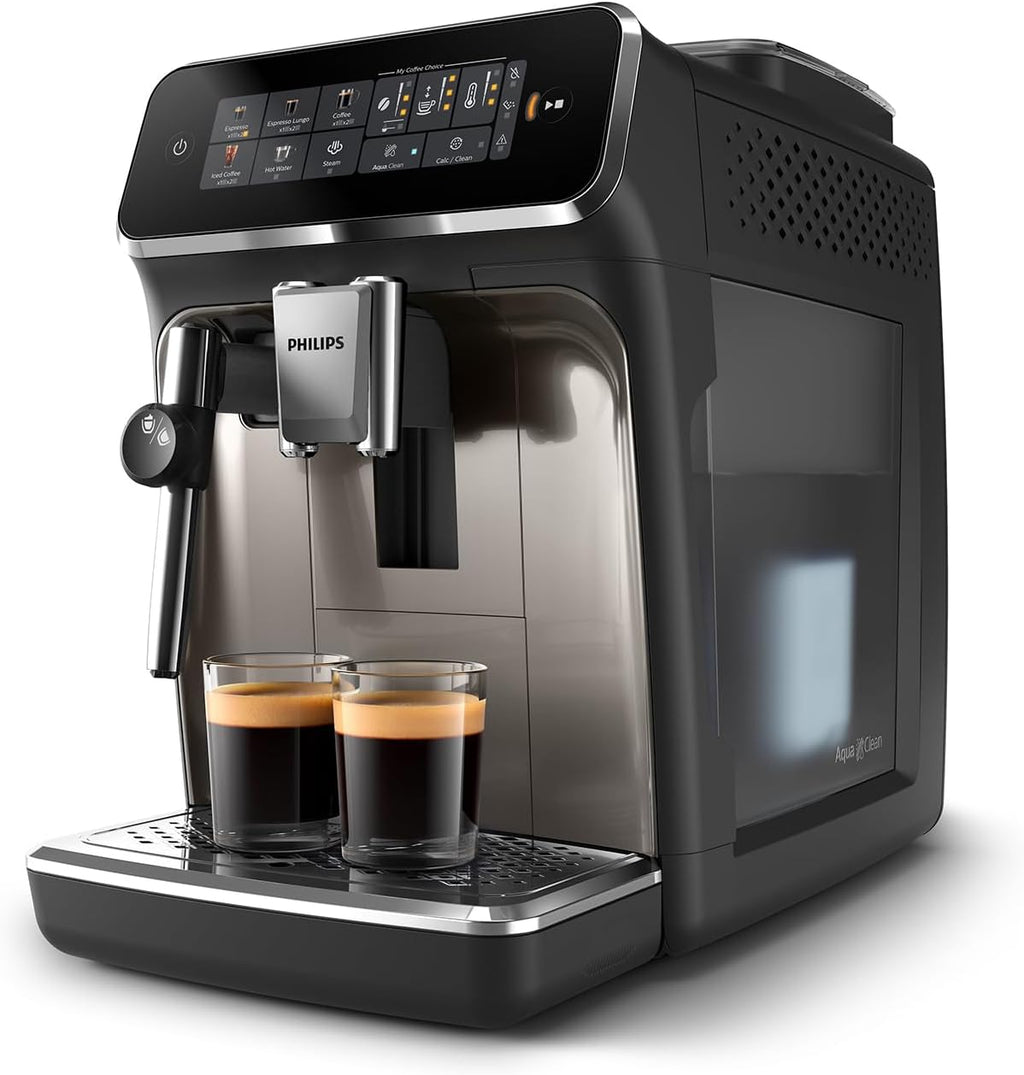 Fully Automatic Espresso Machine with Touch Display, Milk Frother, Ceramic Grinder, AquaClean Filter, Black Chrome M9250