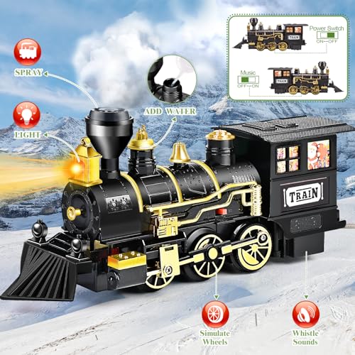 Electric Train Toy with Steam Locomotive, Tracks, Lights & Sound X5303