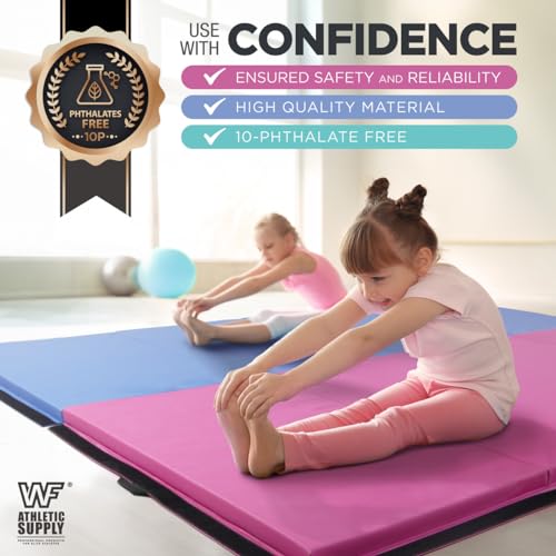 10' x 4' 4-Fold Folding Exercise Mat with Carrying Handles & Velcro Design Q601