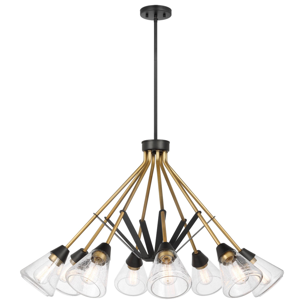 Matte Black 8 Light Chandelier with Clear Seeded Glass N30521