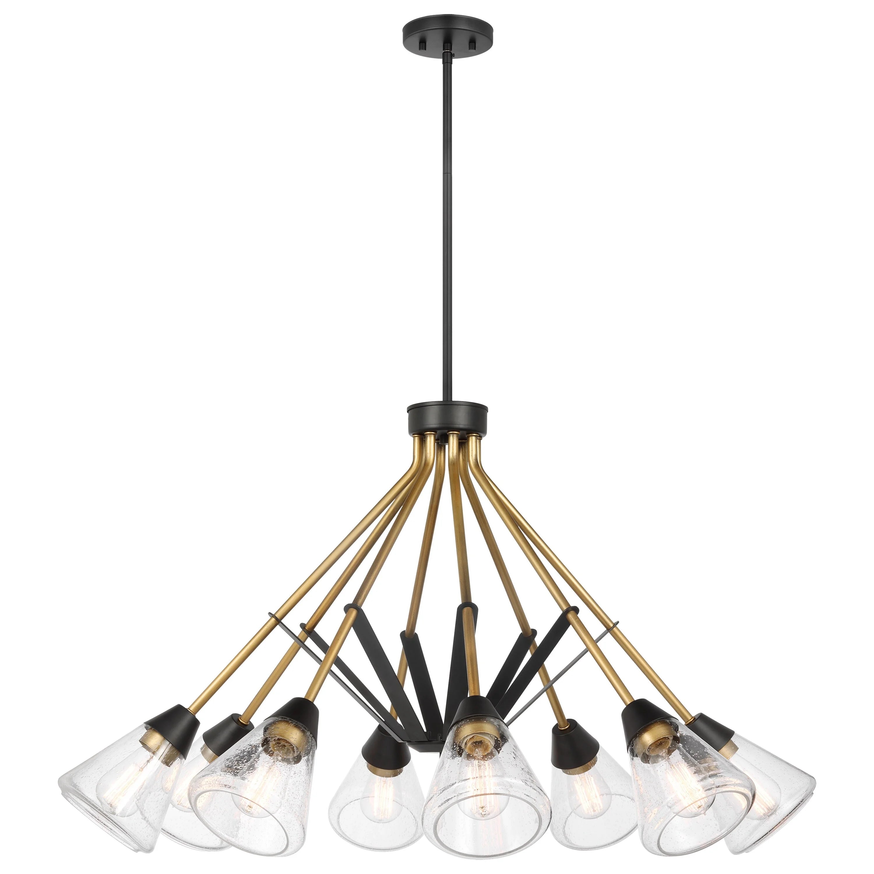 Matte Black 8 Light Chandelier with Clear Seeded Glass N30521
