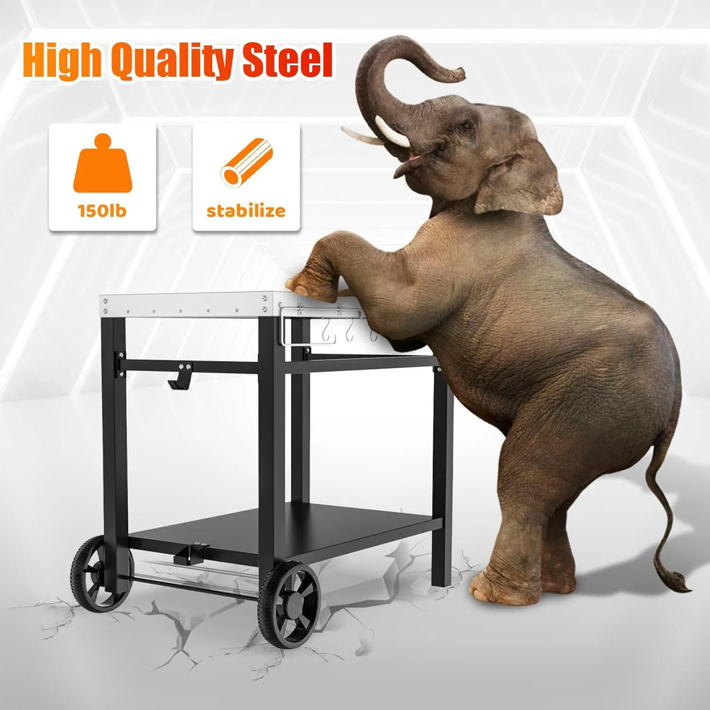 Outdoor Grill Cart Table with Wheels W662