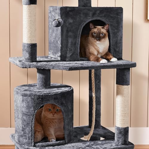 Dark Gray Cat Tree with Platform, Hammock, Scratching Posts L941351