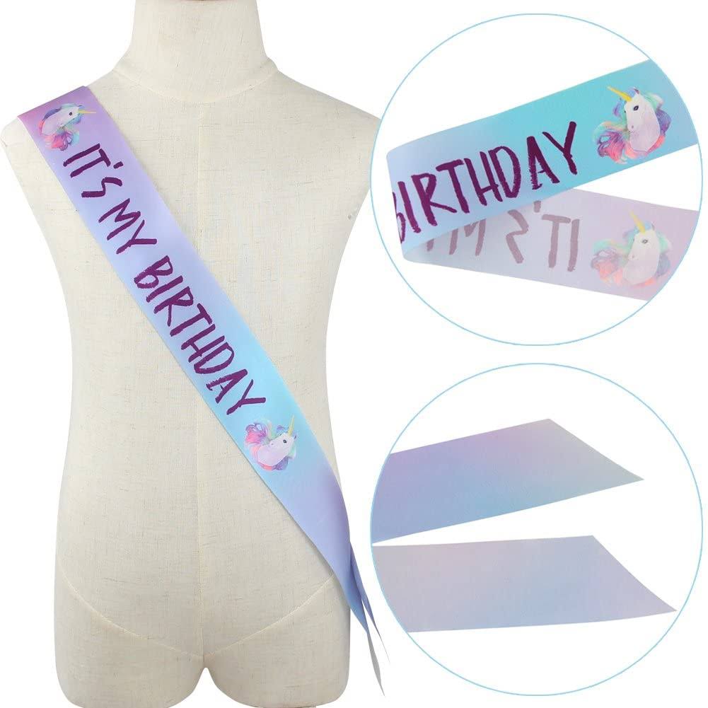 Silver Unicorn Headband and Birthday Sash Set F219658