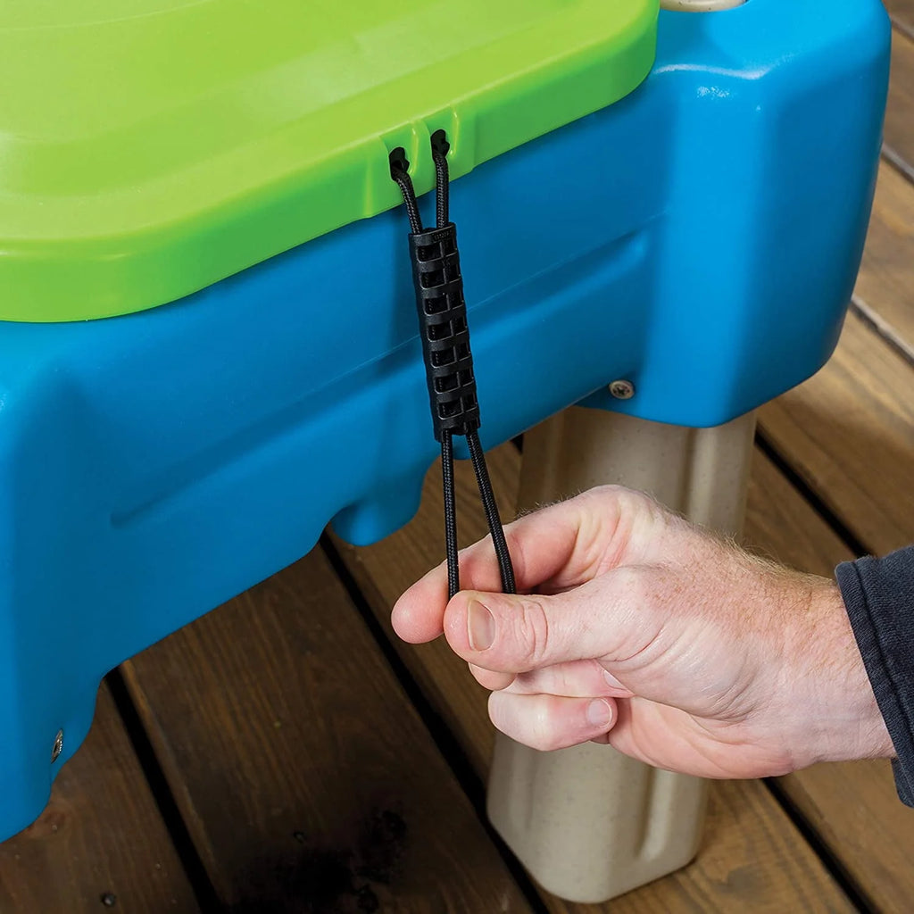 Blue Plastic Sandbox and Water Table with Cover and Umbrella T79382