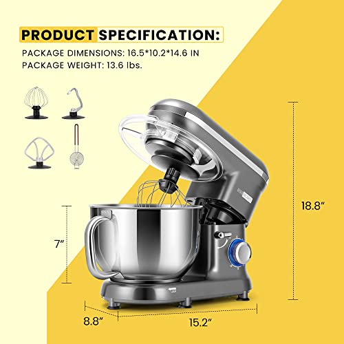650W 6 Quart Tilt-Head Stand Mixer with Beater, Dough Hook and Wire Whip L420