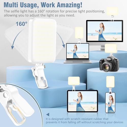 60 LED Portable Selfie Light with Clip & Tripod Adapter Rechargeable 2200mAh Z15368