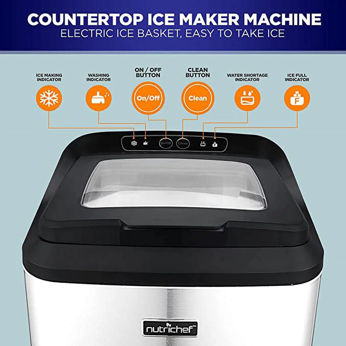 Electric Nugget Ice Maker Machine with Ice Scoop and Basket B94523