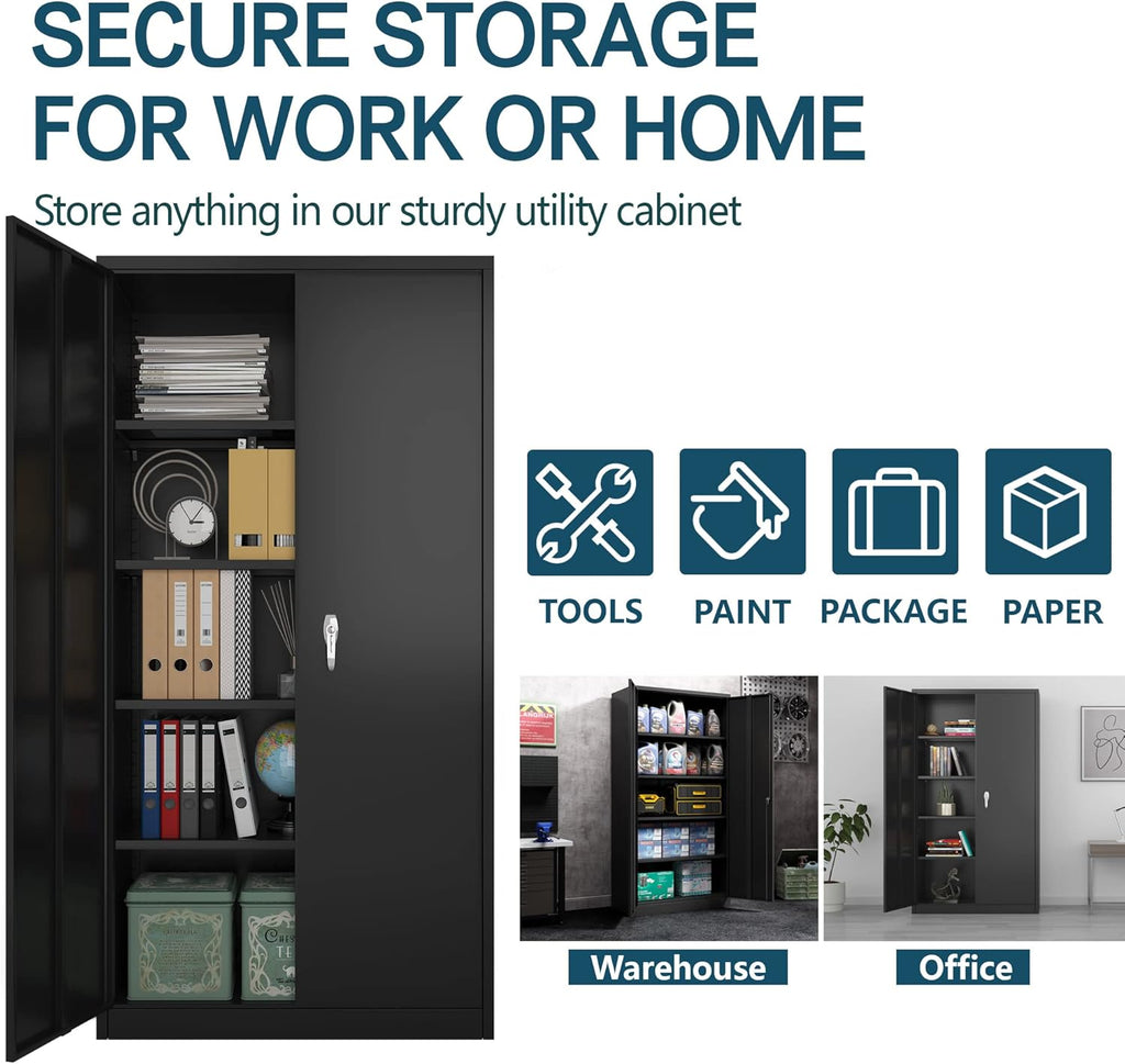 72'' Metal Storage Cabinet with 4 Adjustable Shelves C763461