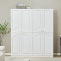 White 4 Door 2 Drawers Wooden Armoire Wardrobe Cabinet K5125