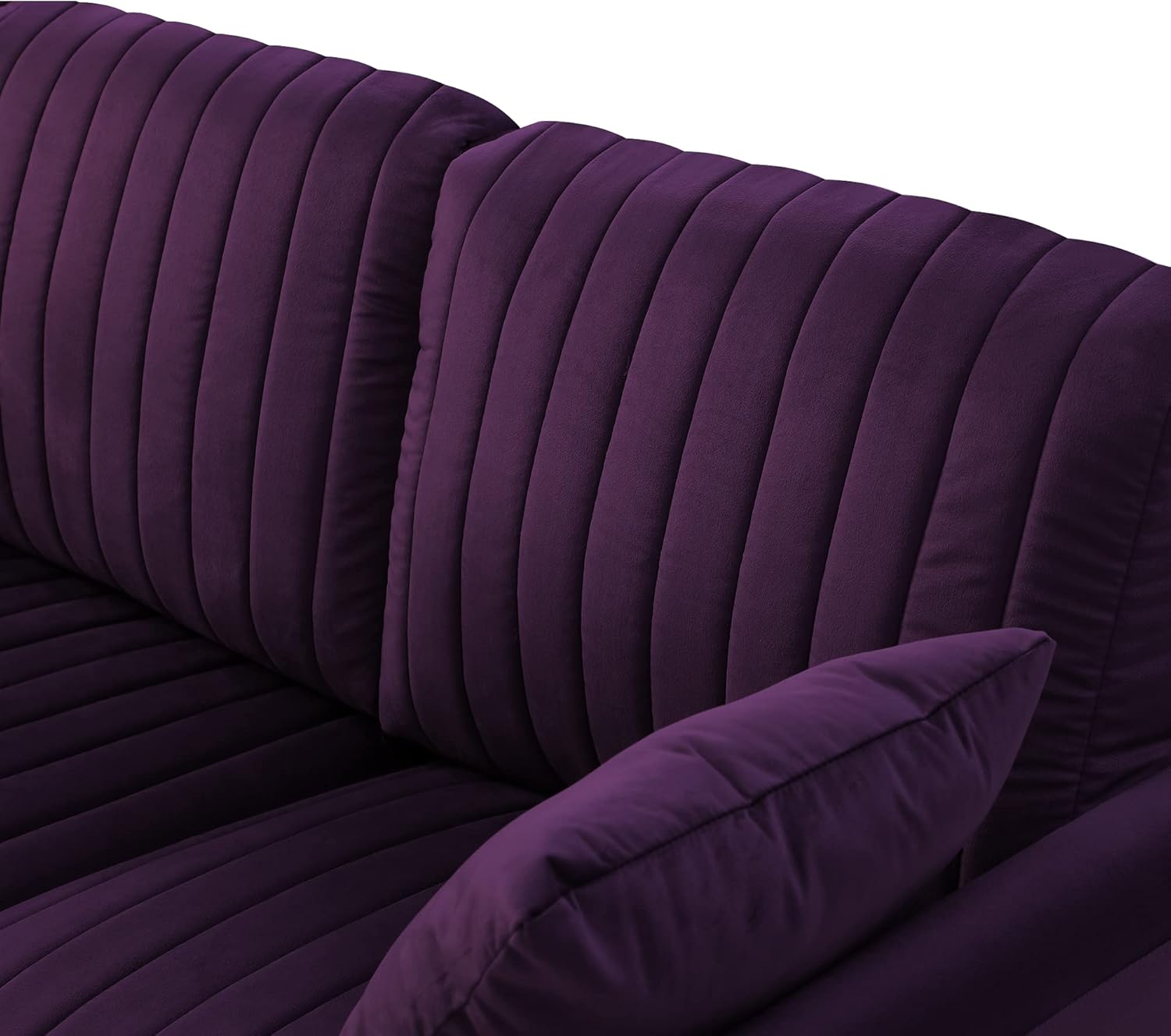 Purple Velvet Round Arm Loveseat Sofa with 2 Throw Pillows G47074
