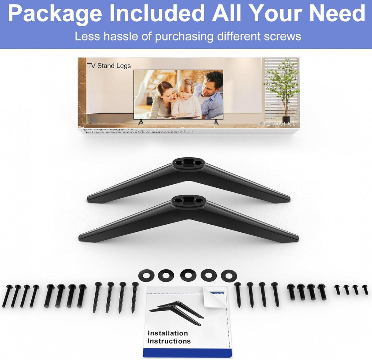 Black TV Stand Legs Replacement with Screws D64015