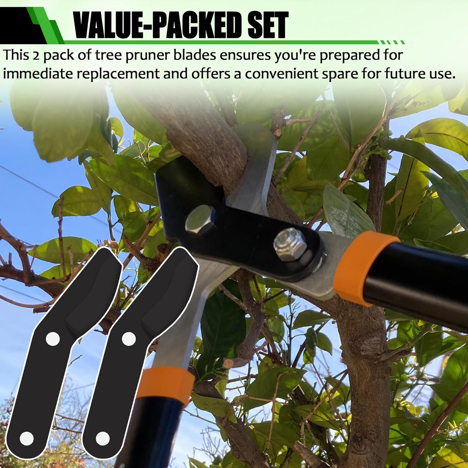 (2-Pack) Steel Replacement Blade for Loppers - Black P3044