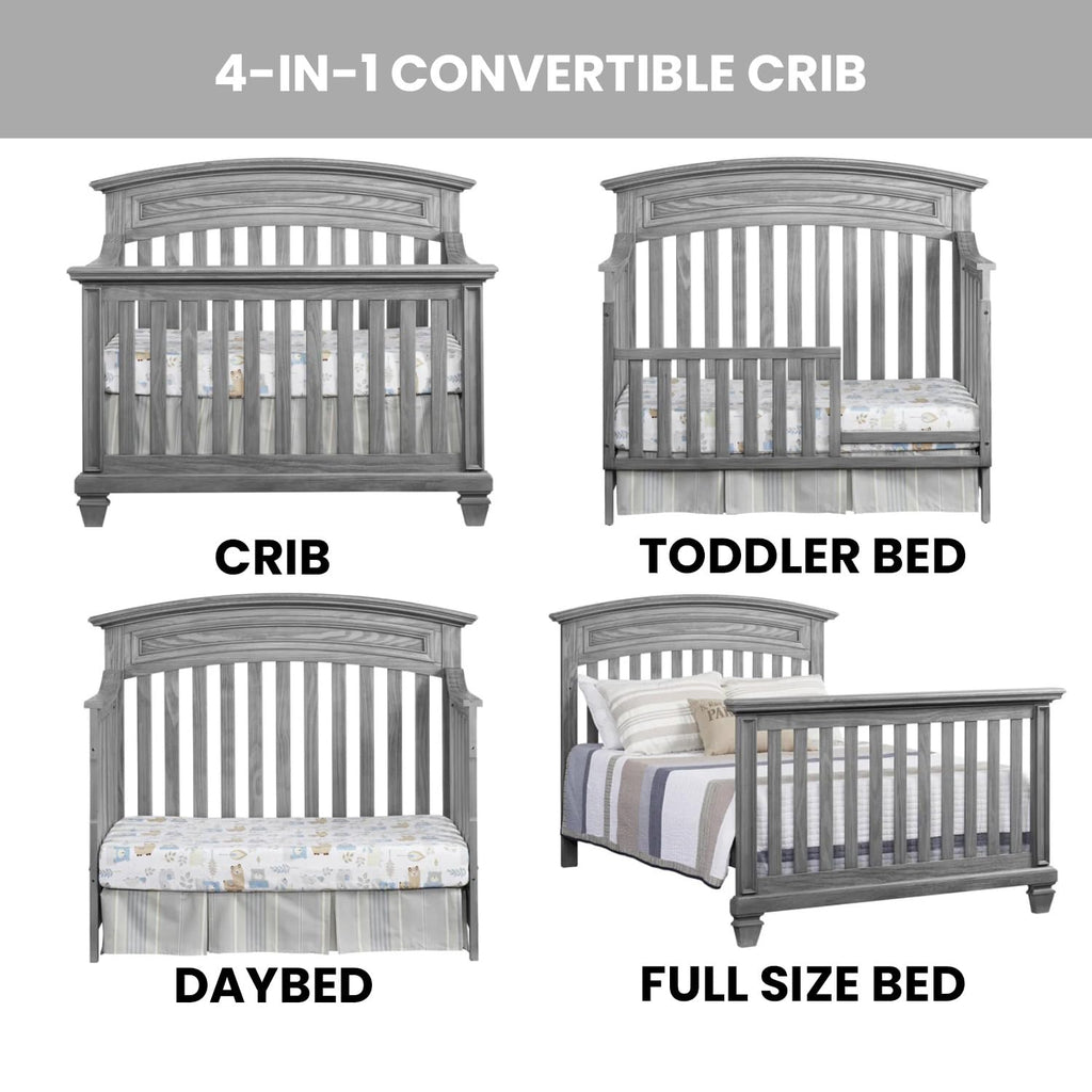 Brushed Gray 4 in 1 Convertible Crib O40510