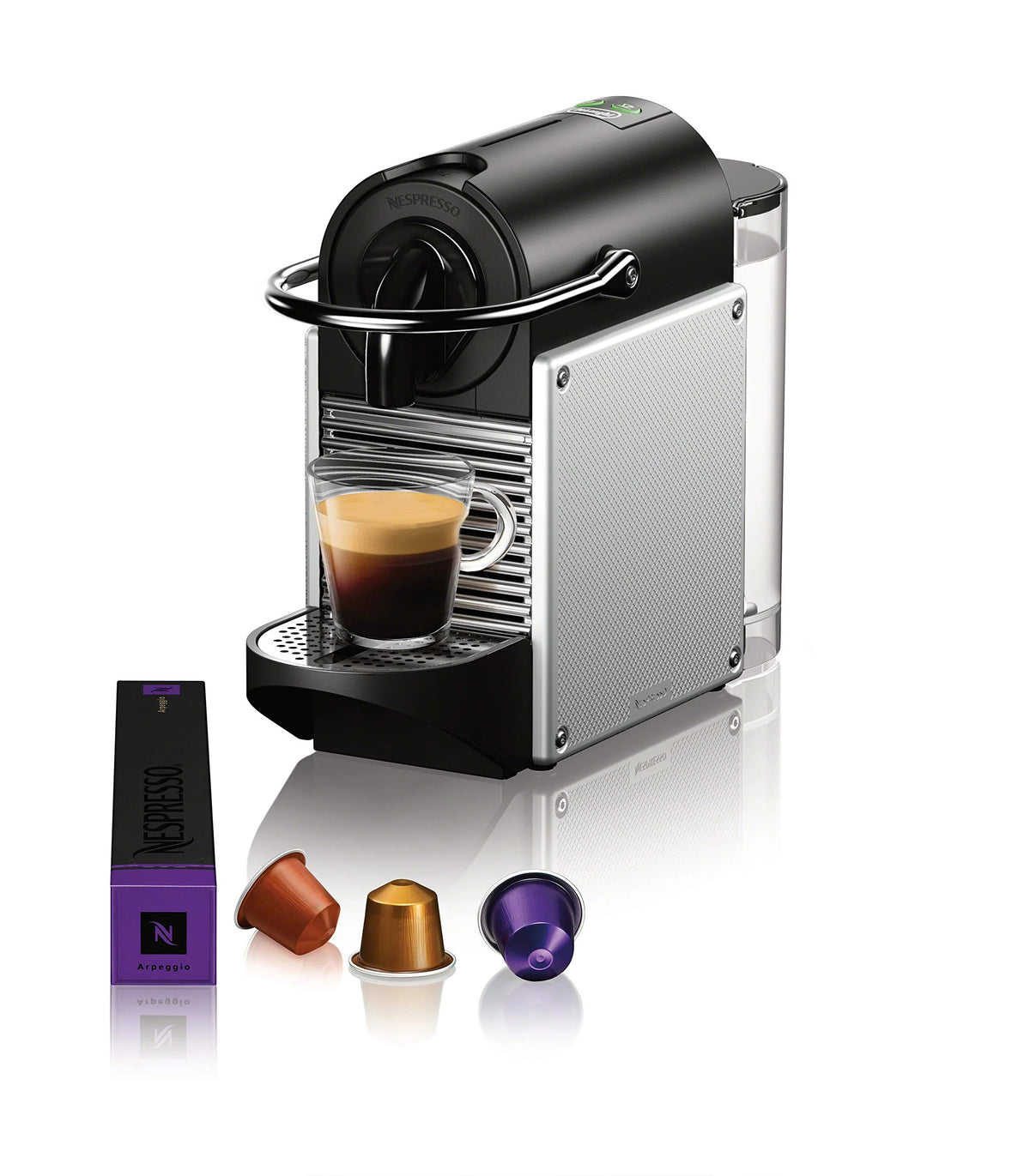 Single-Serve Espresso Machine with Aluminum Water Tank and Black Milk Frother S807235
