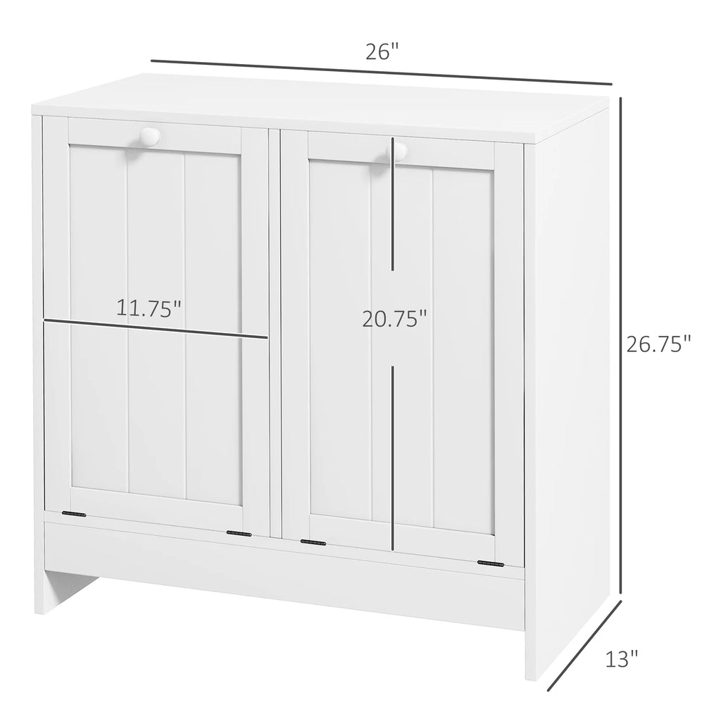 White Tilt-out Laundry Storage Cabinet with 2 Hamper Compartments K2013
