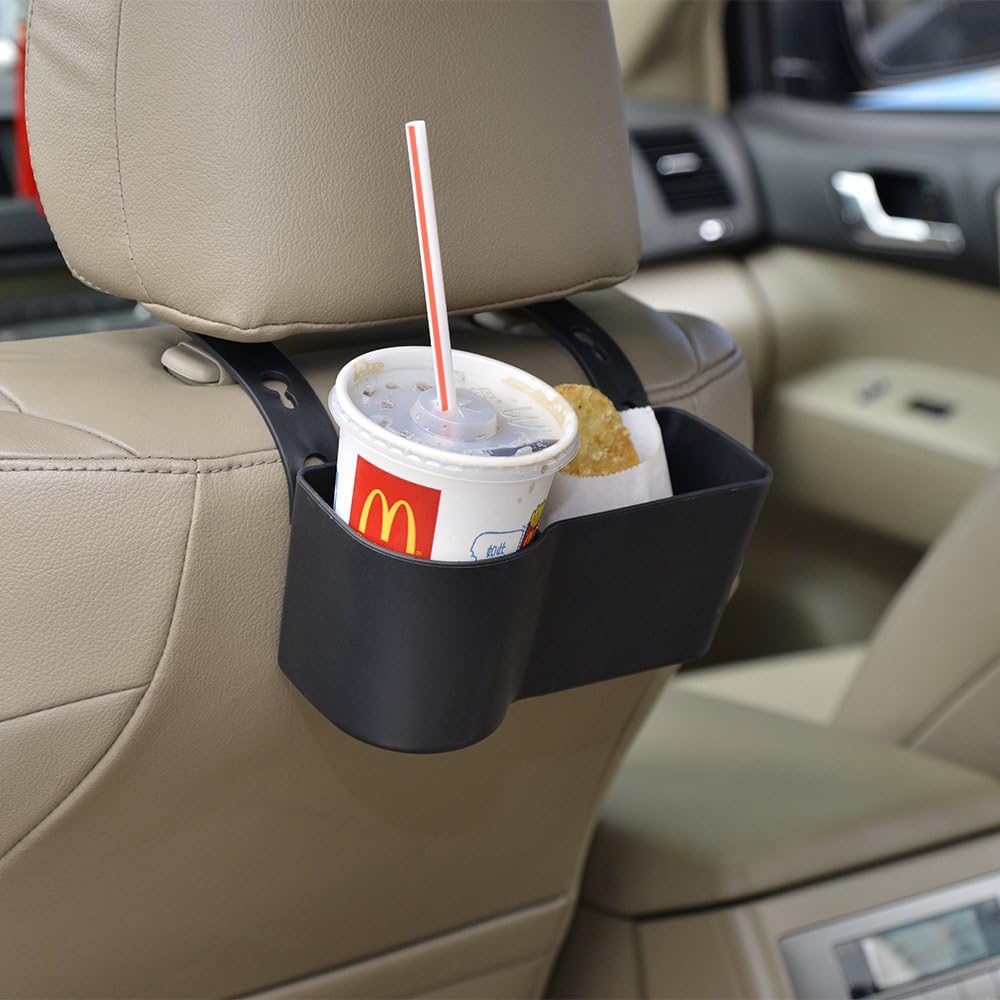 Black Car Headrest Seat Back Organizer with Cup Holder Q687