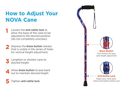 Lightweight Adjustable Walking Cane with Offset Handle Q398