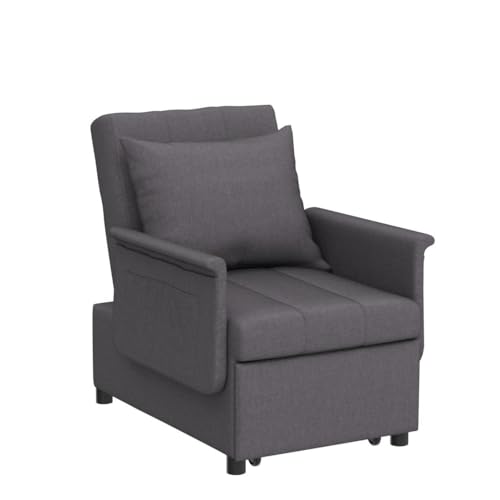 Black 3 in 1 Pull Out Sleeper Sofa Chair with Pillow X42019