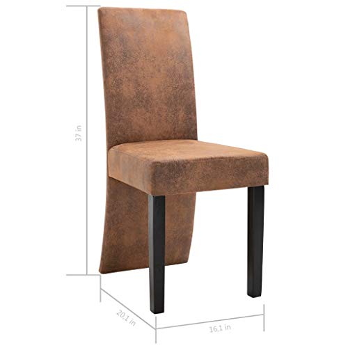 Brown Faux Suede Leather Dining Chairs 4 pcs K858
