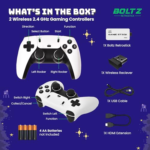 Retro Gaming Console with 40,000+ Classic Video Games, 256GB Storage, 4K HDMI Output, 2 Wireless 2.4GHz Controllers F39343