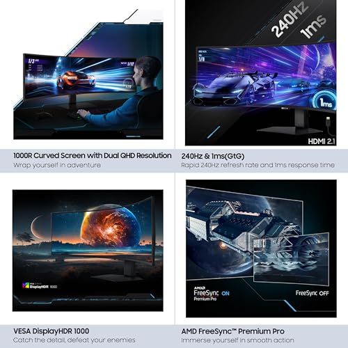 49" DQHD 1000R Curved Gaming Monitor, 240Hz, 1ms(GtG), DisplayHDR 1000 L14415